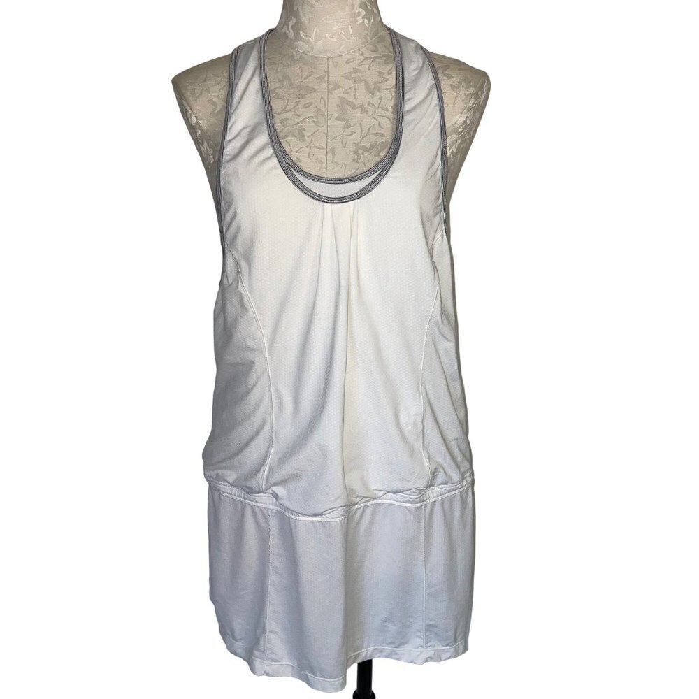 Lululemon Tennis Tank Dress Size 12 White Double Layer Run For Fun Racerback